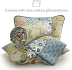 Secgo Twin Size Quilt Size - 100% Cotton Comforter Set Bedding Sets (68 * 86 Inch) with 2 Pillow Shams, Patchwork Reversible Lightweight Bedspread