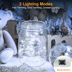 btfarm 20 Pack Fairy Lights Battery Operated, 3 Modes 7ft 20 Led Twinkle Lights, Mini Bulk String Lights Waterproof Silver Wire for Mason Jars Christmas Wedding Vases Centerpiece Decor, Cool White