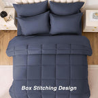 Love's cabin Twin Comforter Set Indigo Blue, 5 Pieces Twin Bed in a Bag, All Season Bedding Sets with 1 Comforter, 1 Flat Sheet, 1 Fitted Sheet, 1 Pillowcase and 1 Pillow Sham