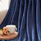 Exclusivo Mezcla Extra Large Fleece Throw Blanket for Couch, Sofa, 300GSM Super Soft and Warm Blankets, Navy Blue Throw All Season Use, Cozy, Plush, Lightweight, 50x70 Inches
