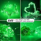 ZGWJ 12 Pack Fairy Lights Battery Operated, 7ft 20 Mini LED Fairy String Lights Silver Wire 3 Modes for DIY, Parties, Wedding, Bedroom, Halloween Christmas Decoration Green
