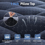 Dual Layer 3 Inch Memory Foam Mattress Topper California King Size, 2 Inch Gel Memory Foam Plus 1 Inch Cooling Pillow Top Mattress Pad Cover, with 8-21 Inch Deep Pocket, Navy Blue