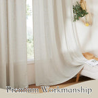RYB HOME Linen Blended Curtains - Grommet Semi Sheer Light Filtering Half Privacy Elegant Vertical for Living Room Home Office Modern Farmhouse Decor, Angora, W 60 x L 95, 1 Panel
