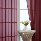 OWENIE Sheer Curtains 84 Inches Long 2 Panels Set, Burgundy Sheer Curtain for Living Room Bedroom, Modern Filmy Rod Pocket Curtains Drapes, 2 Pcs, Each 59 W x 84L, Burgundy