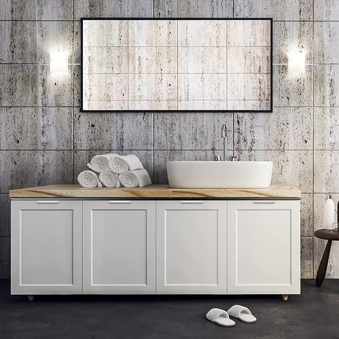 Ravinte Hardware 8 Pack Silver Cabinet Handles, 5.9 Inch (150mm) Finger Edge Pulls, 5 Inch Hole Center, Finger Pulls for Cabinets