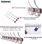 Dseap Coat Rack Wall Mount - 29.5” Long 8-Tri-Hooks Heavy Duty Coat Hanger Rail Wall Hooks for Hanging Coats Hats Clothing Clothes Purse Mudroom Entryway, Pack of 2