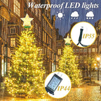 aneeway Christmas Tree Lights with Star Toppers, 410 LED Christmas Lights with 8 Modes & Memory Function, 6.6FT x 16 String Lights with Remote Control & Timing for Xmas Ornaments - Warm White