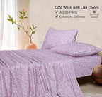 RUVANTI Flannel Sheets California King Size - 100% Cotton Brushed Cal King Bed Sheets Set - Deep Pockets 14 Inches - All Seasons Breathable & Extra Soft - Warm & Cozy, 4 Piece, Pink Flora