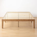 Mellow Naturalista Classic 16 Inch Solid Wood Platform Bed with Wooden Slats, Natural Pine, King
