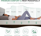 King Mattress in a Box, 10 inch Mattresses for Platform Bed Double Size Daybed, Green Tea Memory Foam Medium Firm