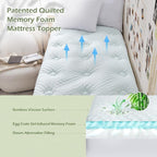 Hansleep College Dorm Twin XL Mattress Topper Viscose Derived from Bamboo, Memory Foam Pillow Top Mattress Topper Twin XL, Breathable Mattress Pad for Back Pain Relief, 39" x 80", White