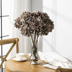 Artificial Flower Fake Silk Hydrangea Heads Bouquet with Stems Bulk for Fall Decoration Table Center Christmas Indoor Outdoor Faux Floral Realistic with Leaves Plants Crafts 8PCS(Brown)