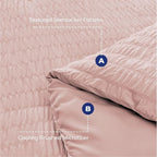 HYMOKEGE Rose Gold Twin Comforter Set Seersucker 5 Pieces, All Season Luxury Bed in a Bag Queen for Bedroom, Bedding Set with Comforter, Sheets, Pillowcase & Sham