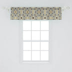 Ambesonne Turkish Pattern Window Valance Pack of 2, Flowers in and Traditional Style, Rod Pocket Curtain Valances for Kitchen Bedroom, 54" X 12", Earth Yellow Slate Blue