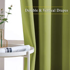 NICETOWN Room Darkening Fresh Green Curtains 84 inches Long, Grommet Room Darkening Thermal Insulated Sound Dampening Window Treatments for Bedroom/Home Office, 2 Panels, W46 x L84