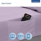 DREAMCARE King Size Sheets Set - Cooling Bed Sheets - 4pcs Set - up to 15" Deep Pocket King Sheet Set – Soft & Long Lasting Cooling - 100% Fine Brushed Microfiber with Side Pocket - Lavender