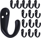 IBosins 15PCS Coat Hooks Wall Mounted Single Prong Robe Hook for Hanging Towel Hooks with 30 Screws for Bags, Hat, Cap, Scarf, Cup (Black)