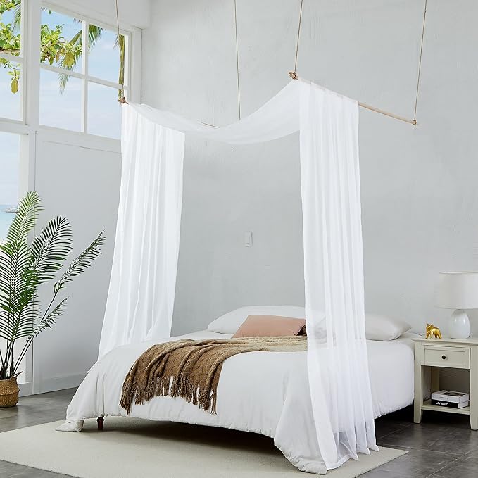 Warm Home Designs Standard Length White Sheer Window Scarf. Valance Scarves are 54 X 144 Inches. Great As Wedding Arch Draping Fabric, Bed Canopy Or for Decorative Project. AM White 144"