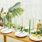 12 Set Glass Hurricane Candle Holders 11.8" Open Ended Glass Candleholder Tube Shape Bottomless and 1.26" Taper Clear Candlestick Holders for Wedding Party Table Centerpiece