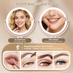 Makeup Mirror with Lights, Double Sided 1x/20x Magnifying Mirror with Light, Rechargeable 3 Color Lights and Adjustable Brightness, 360° Rotation Detachable Comes with Tweezer(Pink)