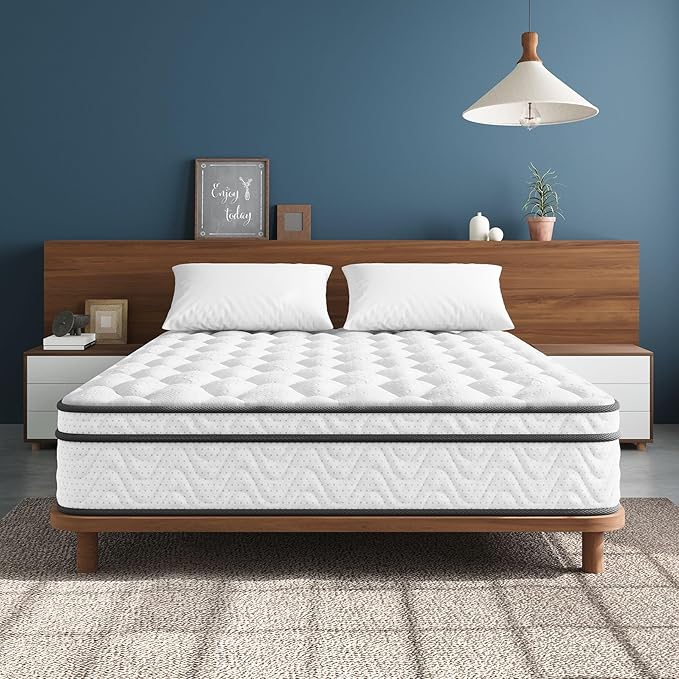 Vesgantti Mattress Full Size 8 Inch, Fiberglass-Free | Cool Sleep Hybrid Double Mattress in a Box - Memory Foam & Pocket Springs, Ergonomic Design, Pressure Relief, Medium Firm Feel, 54"×75"×8"