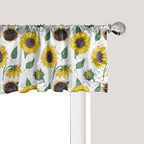Ambesonne Sunflower Window Valance Pack of 2, Agricultural Pattern Botanical Inspiration Hand-Drawn Flowers, Rod Pocket Curtain Valances for Kitchen Bedroom, 42" X 18", Reseda Green Dark Brown