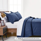 Love's cabin California King Size Quilt Bedding Set Navy Bedspreads - Cal King Summer Lightweight Bedspread Comforter - Coin Pattern Coverlet for All Season - 3 Pieces (1 Quilt, 2 Pillow Shams)