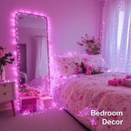 JMEXSUSS 2 Pack Pink Fairy Lights Battery Operated, Total 200 LED 66ft Valentine Twinkle String Lights with Remote, 8 Modes Pink Lights for Valentine's Day Bedroom Anniversary Indoor Outdoor Decor