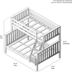 Max & Lily Bunk Bed Twin Over Full Size with Ladder, Solid Wood Platform Bed Frame with Ladder for Kids, 14" Safety Guardrails, Easy Assembly, No Box Spring Needed, Natural
