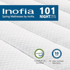 Inofia 10 Inch Queen Hybrid Double Mattress in a Box - Medium Firm, Memory Foam & Pocket Springs, Fiberglass Free, Motion Isolation, Pressure Relief, Edge Support, 10-Year Support, CertiPUR-US