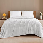 Exclusivo Mezcla Fleece Throw Blanket Extra Large, Super Soft and Warm Blankets for Couch, Sofa and Bed Waffle Textured, Cozy, Fuzzy and Lightweight (Mixed Light Grey, 50x70 Inches)
