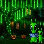 Kwaiffeo Halloween Lights Outdoor, Meteor Shower Lights for Xmas Halloween Decorations Outdoor Party St. Patrick's Day, UL Plug, Green