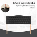 Tufted Upholstered Headboard Twin Size, Sturdy and Durable Solid Wood Twin XL headboard, Fabric Headboard Adjustable Height from 37” to 51”, Modern Button Diamond Design Head Board, Black