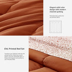 Monbix King Size Comforter Set - 7 Pieces Bed in a Bag King, Burnt Orange Track Stitching Bedding Sets, All Seasons Down Alternative Comforter Bed Set with Sheets