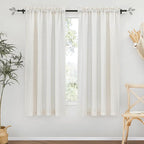 RYB HOME Thick Linen Curtains 84 inch Length for Dining Room Doorway, Machine Washable Light Filtering Soft Textured Wrinkle Resistance Boho Farmhouse, W 42 x L 84 inches, Linen, 2 Panels