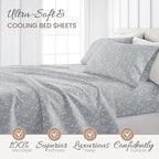 Linen Market Double-Brushed Patterned Microfiber Twin Sheet Set 3 Piece – Oeko-TEX Certified Ultra Soft & Wrinkle-Free - 16" Deep Pocket Sheets - Easy Care Twin Size - Trellis Vine Light Gray