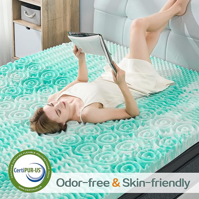 SINWEEK 1.5 Inch Memory Foam Mattress Topper Twin XL, Twin Extra Long Mattress Pads for College Dorm Single Bed, Pressure Relieve CertiPUR-US Certified, 39x80 Inches, Green