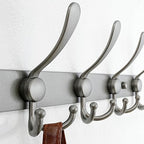 Dseap Coat Rack Wall Mount - 29.5” Long 8-Tri-Hooks Heavy Duty Coat Hanger Rail Wall Hooks for Hanging Coats Hats Clothing Clothes Purse Mudroom Entryway, Gray
