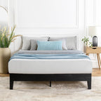 Mellow Naturalista Grand 12 Inch Solid Wood Platform Bed with Wooden Slats, Easy Assembly, Queen, Black