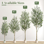 Alupssuc 5FT Artificial Olive Trees, Faux Silk Plant with Lively Artificial Trunk and Lifelike Fruits, Indoor Fake Potted Tree with White Planter for Modern Home Office Living Room Decor