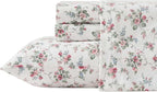 Laura Ashley - Flannel Sheets Twin Size, Anti-Pilling & Wrinkle Resistant Cotton, Touchably Soft for All-Season Comfort - Bed Sheets with Matching Pillowcase & Fitted Sheet (Le Fleur Pink)