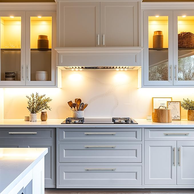 JOY DECOR 60 Pack Cabinet Handles, Brushed Nickel Cabinet Pulls, 3 in Hole Center Kitchen Cabinet Handles, Stainless Steel T Bar Handles for Dresser Drawers