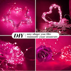 ZGWJ 8 Pack Fairy Lights Battery Operated, 7ft 20 Mini LED Fairy String Lights Silver Wire 3 Modes for DIY, Parties, Wedding, Bedroom, Halloween Christmas Decoration Pink