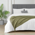 BOURINA Olive Throw Blanket 50x60 Inches Throw Textured Solid Soft Sofa Couch Decorative Knit Blanket