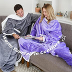 Catalonia Sherpa Wearable Blanket with Sleeves & Foot Pockets for Adult Women Men, Comfy Snuggly Wrap Sleeved Throw Blanket Robe, Gift Idea
