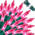 LAMPHOME Super-Bright Extendable Pink Christmas Lights Decoration 150Lights 31.9ft UL Certified Mini Bulb String Lights Set for Outdoor Christmas Tree Garden Holiday Party Patio Wedding Garland Decor