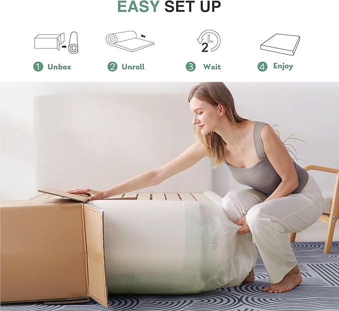 Twin XL Mattress in a Box, 10 inch Mattresses Made in USA for Kids Bed Single Size Daybed Individual Bunk, Green Tea Memory Foam Mattress for Cool Sleep & Pressure Relief, Medium Firm