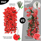 NESCCI Bougainvillea Artificial Flowers Plants for Outdoor Outside Fall Autumn Decor, 4 PCS Faux Silk Long Trailing Vines UV Resistant Fake Flowers for Front Door Porch Planter Urn Patio