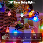 Globe String Lights Battery Operated - 21 Feet 60 Led Twinkle Fairy Lights, 8 Modes with Remote Mini Globe Lights for Indoor Outdoor Bedroom Party Wedding Garden Christmas Tree Decor, Multicolor