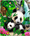 Dawhud Direct Precious Pandas Fleece Blanket for Bed, 75" x 90" Queen Size Panda Fleece Throw Blanket for Women, Men and Kids - Super Soft Plush Panda Blanket Throw